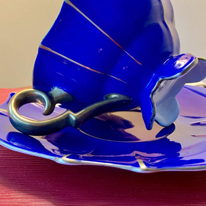 Vintage Porcelain Cobalt Teacup and Matching Saucer Set