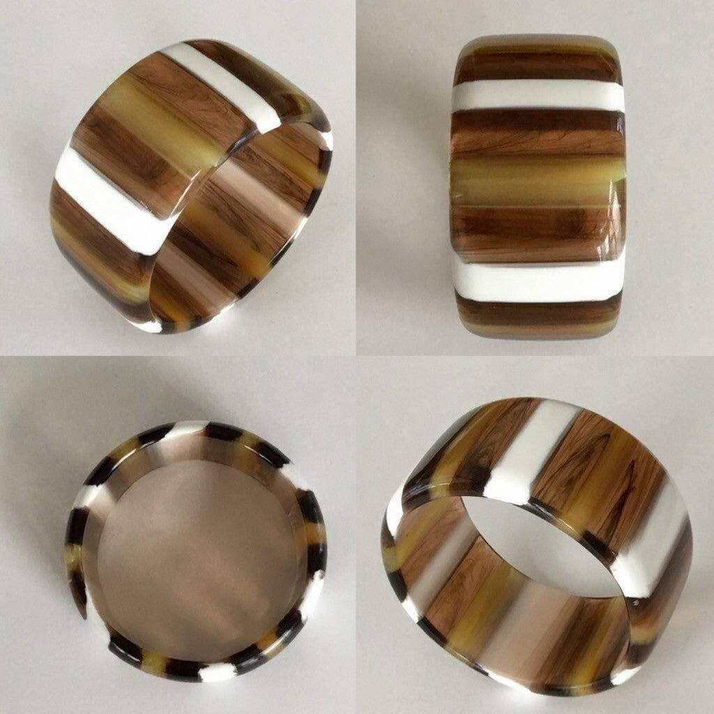 Vintage striped lucite bangle with bevelled edge walls