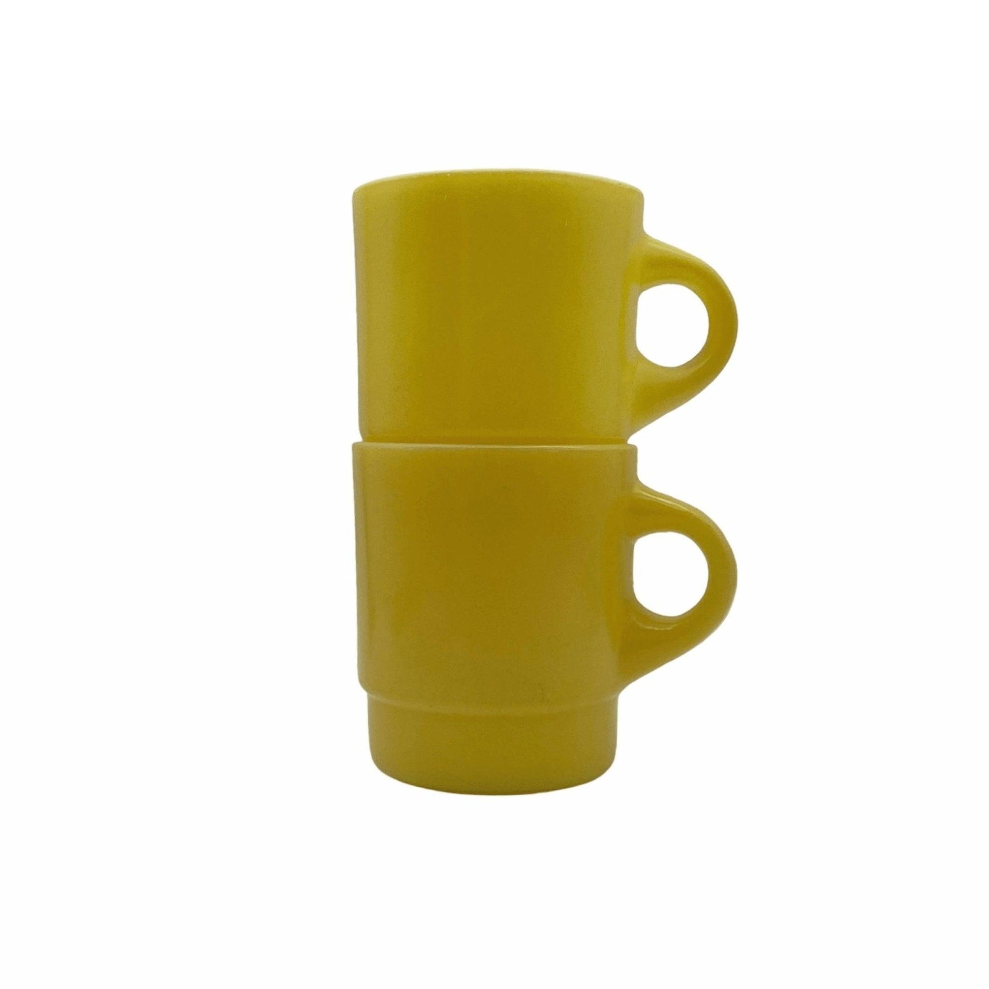 Vintage Yellow Stackable Anchor Hocking Fire King Mugs