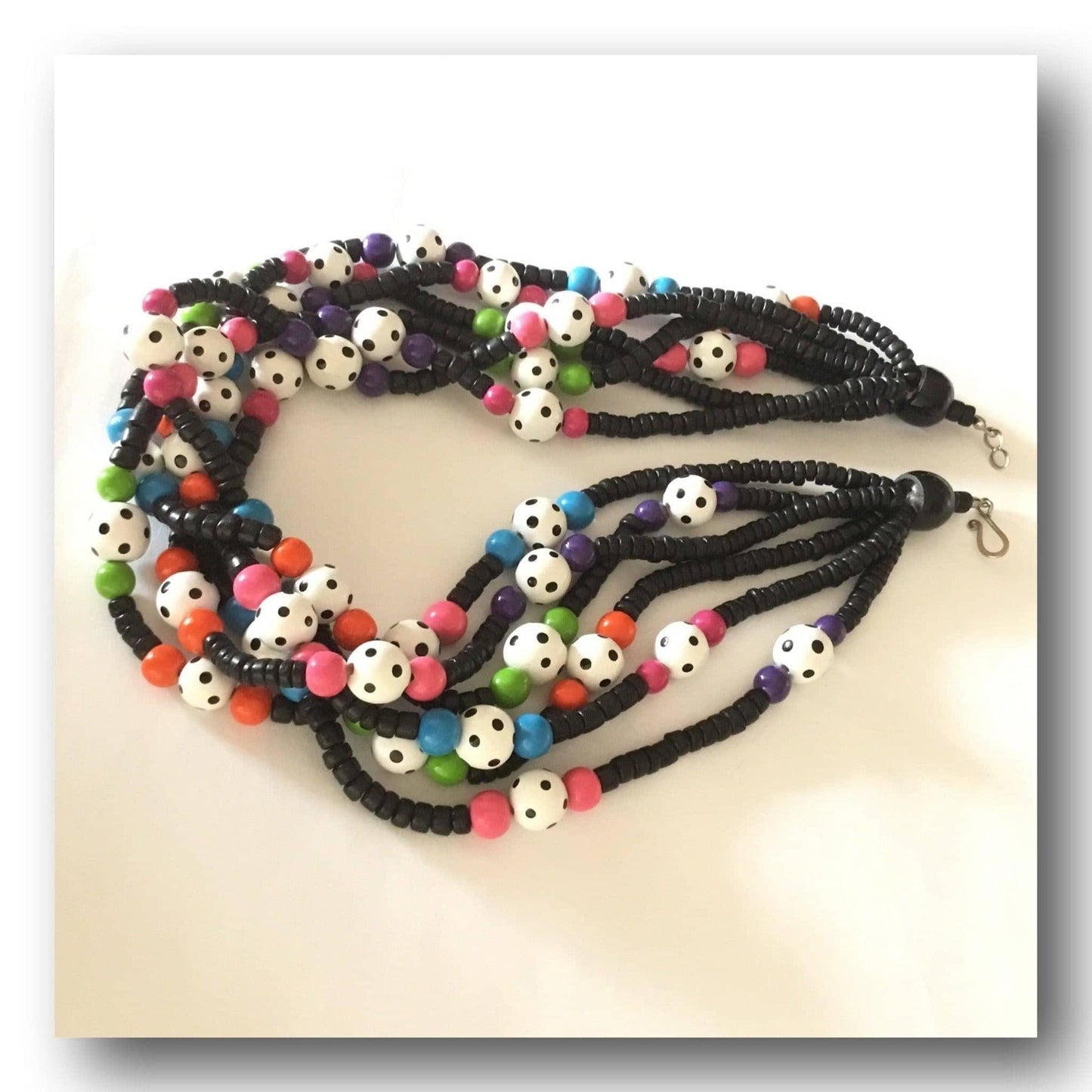 Whimsy multi color vintage plastic polka dot necklace