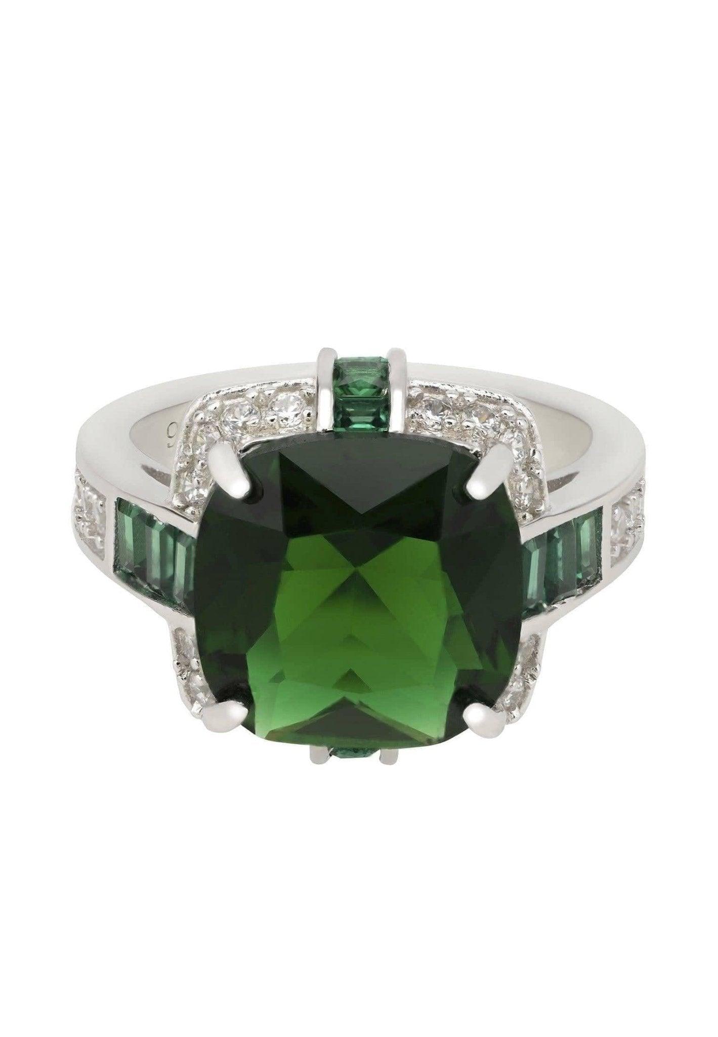 Windsor Lab-created Emerald Sterling Silver Ring