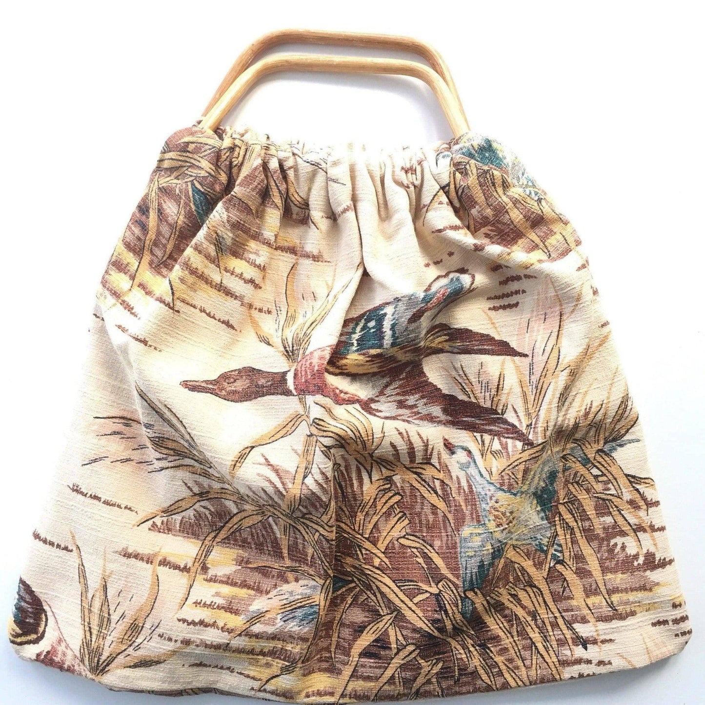 Women’s Accessories, Vintage Barkcloth Fabric Handmade Tote Bag