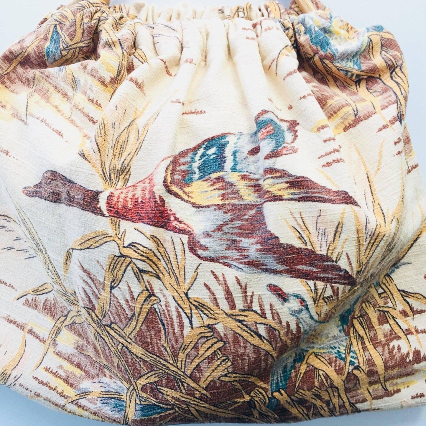 Women’s Accessories, Vintage Barkcloth Fabric Handmade Tote Bag