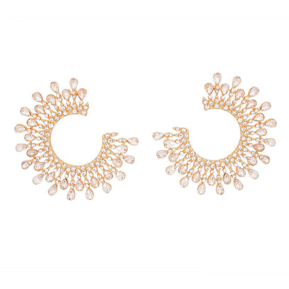 Women's Clear & Gold C-Shape Studs: Edgy Elegance for Your Ears