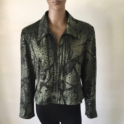 Women’s Clothing & Joseph Ribkoff Sequins Front Zip Vintage Jacket