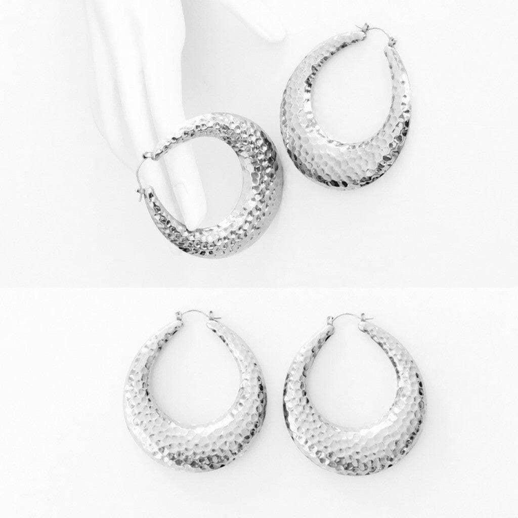 Women's fashion jewelry versatile hammered style earrings