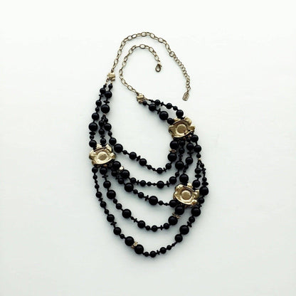 Women's layered multi-strand beaded swag necklace