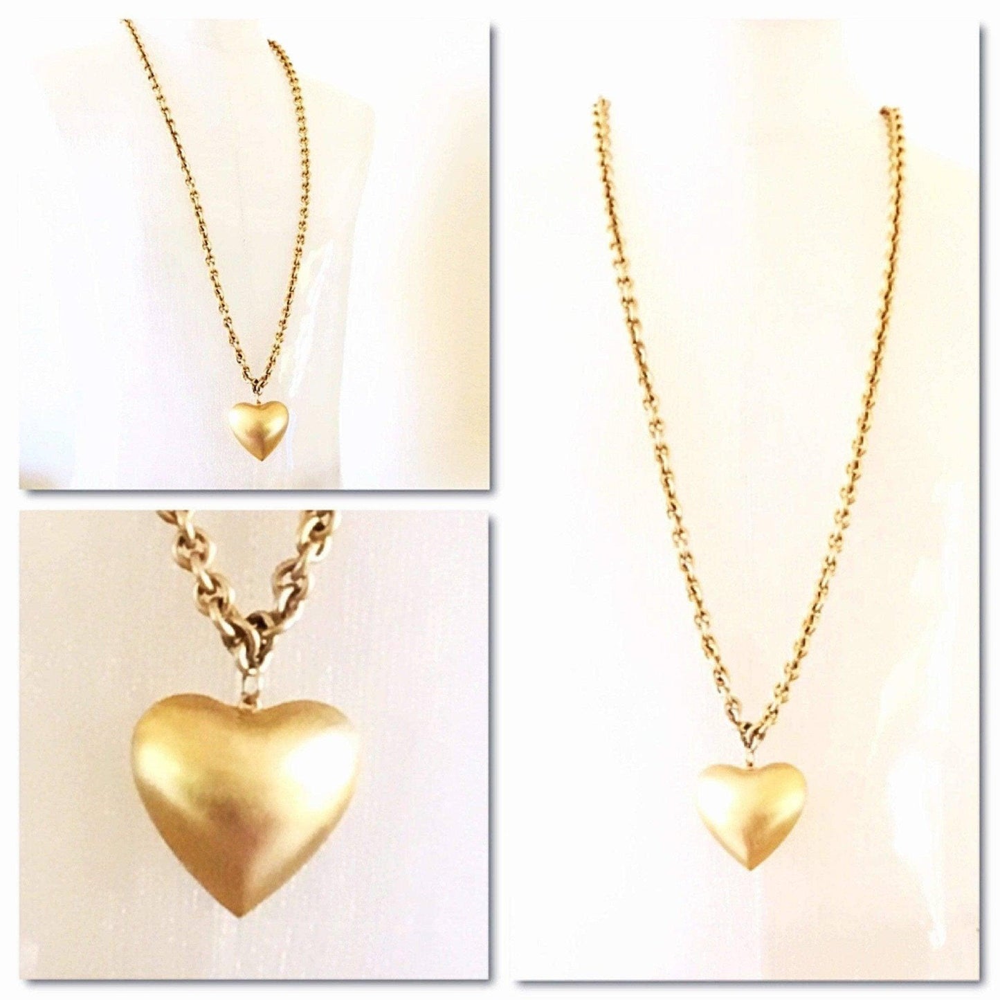 Women's puffed heart pendant necklace