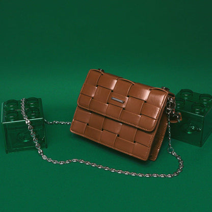 Woven Design Handbag Shoulder Bag With Chain