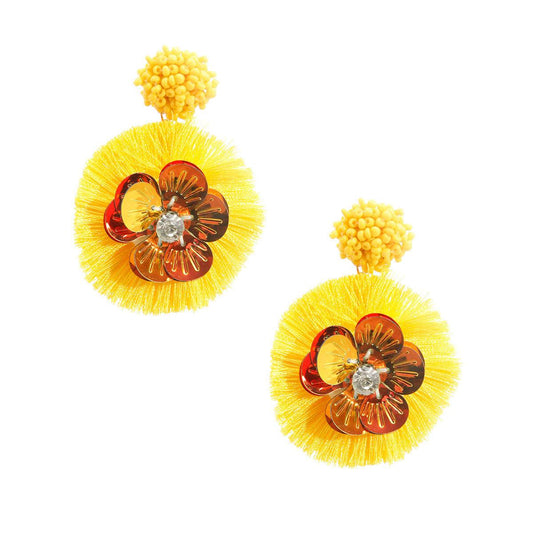 Yellow Candy Flower Earrings - Spring Style Blooms in Chic Fashion