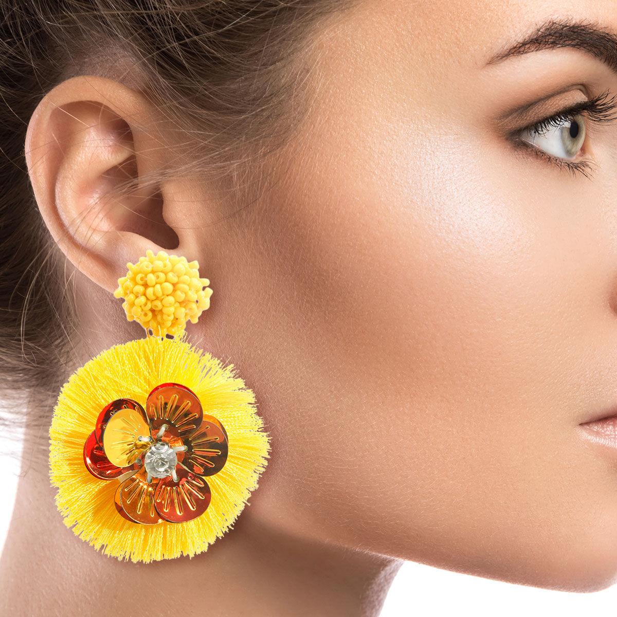 Yellow Candy Flower Earrings - Spring Style Blooms in Chic Fashion