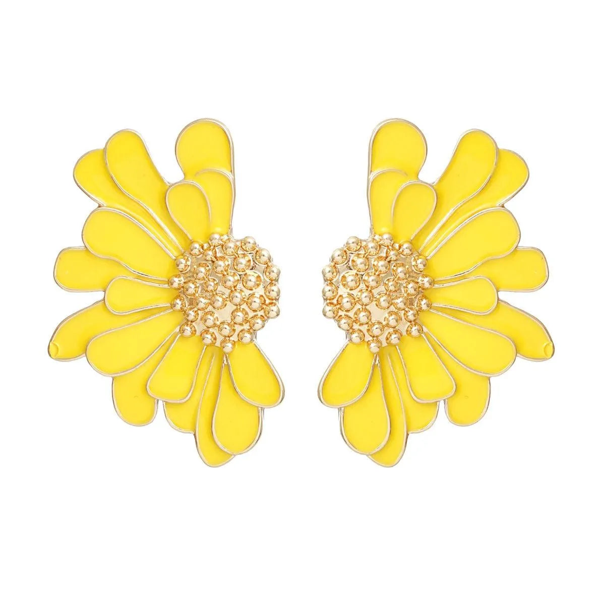 Yellow Daisy Earrings Gold Tone: Botanical Fashion Jewelry