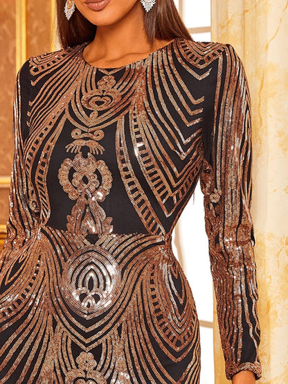 Zip Detail Sequin Bodycon Dress