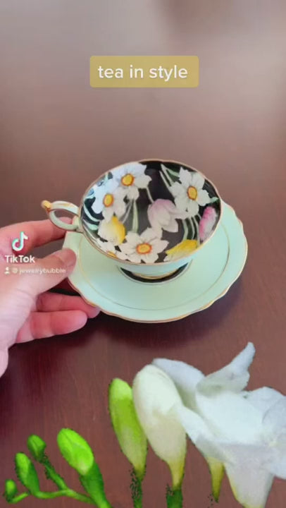 Paragon Fine Bone China Vintage Teacup & Saucer Set Floral Scape TikTok Video updated#gid://shopify/Video/30977496809723#video_id