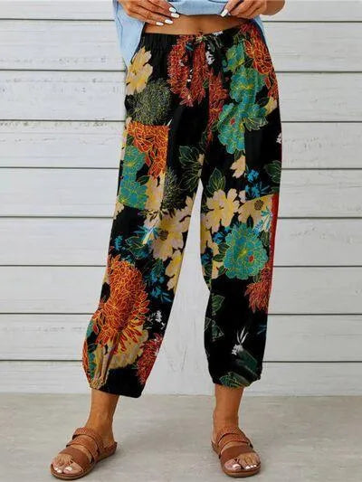 Effortlessly Stylish: Printed Tied Cropped Pants for Casual Occasions Jewelry Bubble