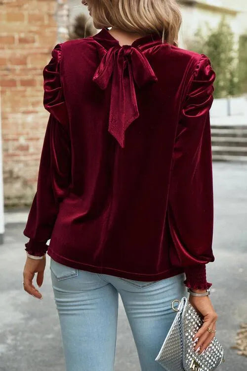 Elegant Keyhole Detail Velvet Blouse: Your New Favorite Jewelry Bubble