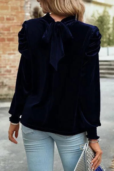 Elegant Keyhole Detail Velvet Blouse: Your New Favorite Jewelry Bubble