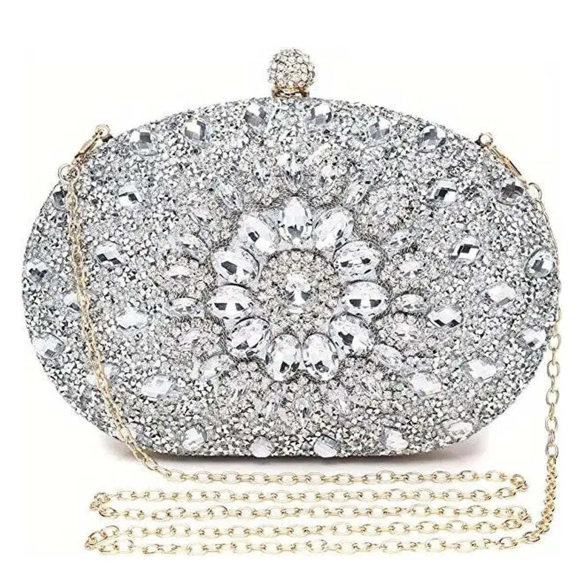 Elegant Silver Crystal Clutch: Perfect Evening Accessory for Women Jewelry Bubble