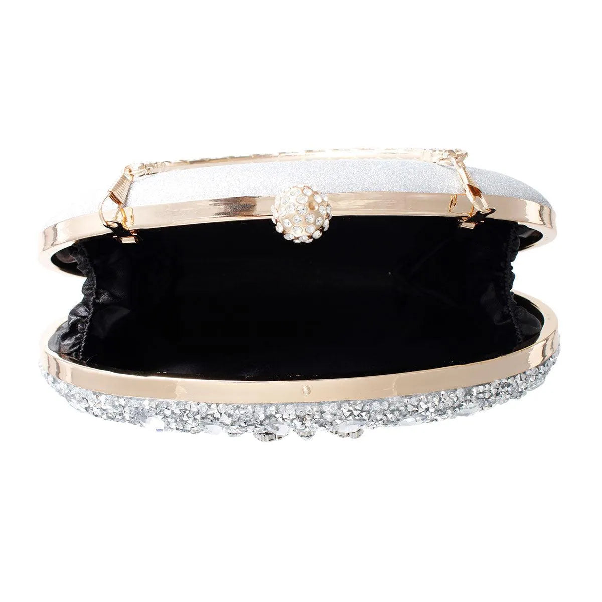 Elegant Silver Crystal Clutch: Perfect Evening Accessory for Women Jewelry Bubble