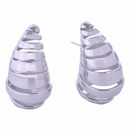 Elegant Statement: Fashion Jewelry 14K White-gold Spiral Stud Earrings Jewelry Bubble