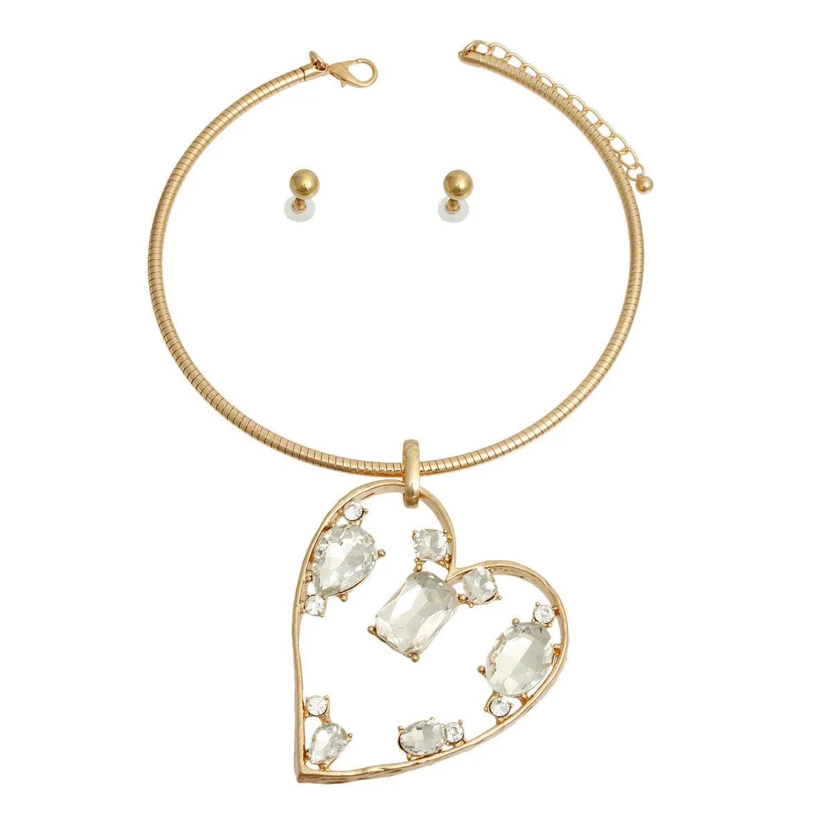 Elevate Your Elegance with the Clear Heart Necklace Set Jewelry Bubble