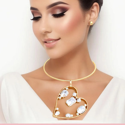 Elevate Your Elegance with the Clear Heart Necklace Set Jewelry Bubble