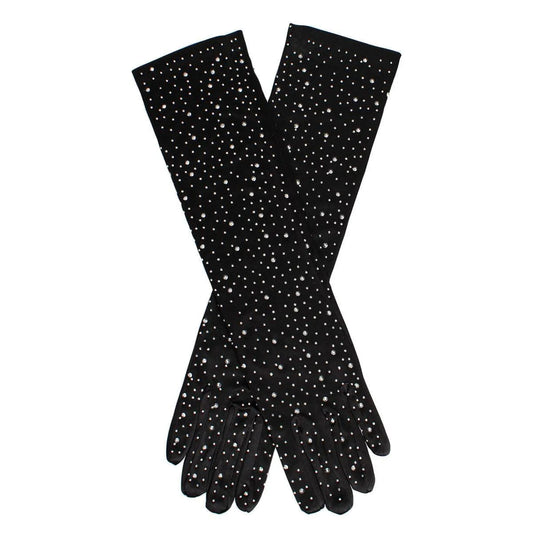 Elevate Your Style: Long Black Rhinestone Gloves for Elegance & Drama Pinktown