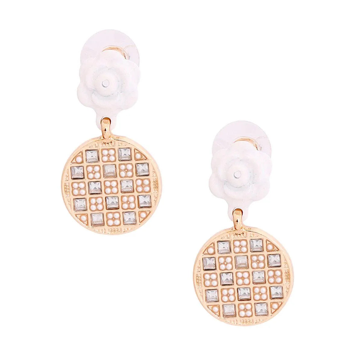 Elevate Your Style: White Flower Stud Earrings Medallion Drop Jewelry Bubble