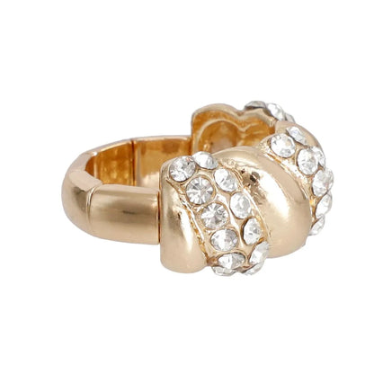 Eye-catching Gold-tone Women's Ring to Sparkle and Swirl Pinktown