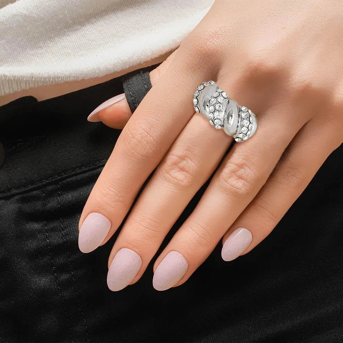Eye-catching Silver-tone Women's Ring to Sparkle and Swirl