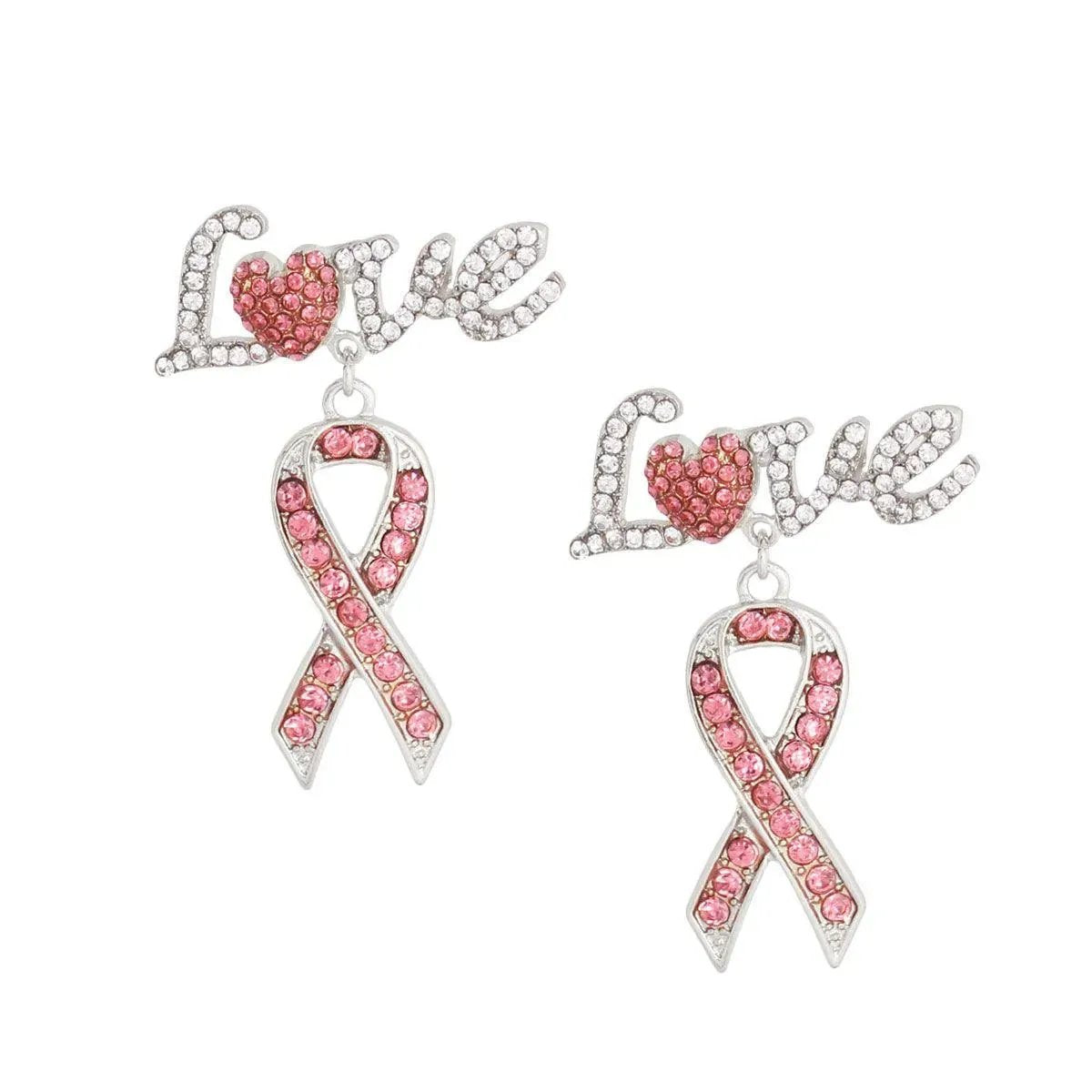 Fall in Love with Pink Ribbon Silver Tone Earrings - Shop Now!
