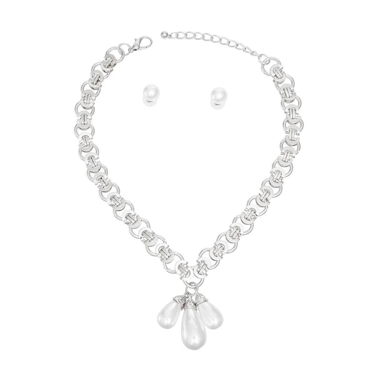 Fashion Jewelry | Elegant White Pearls & Silver Chain Set: A Timeless Jewelry Accent Jewelry Bubble