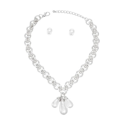 Fashion Jewelry | Elegant White Pearls & Silver Chain Set: A Timeless Jewelry Accent Jewelry Bubble