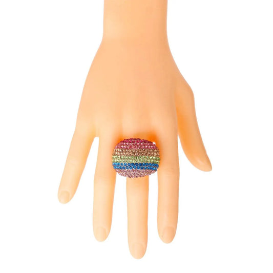Fashion Jewelry: Multicolor Rhinestone Ring: Glam Gold Style Pinktown