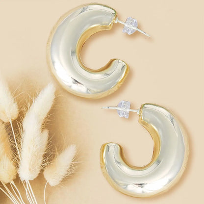 Fashion Jewelry: Shop the Best 14K Gold Puffy Open Hoop Earrings Today Pinktown