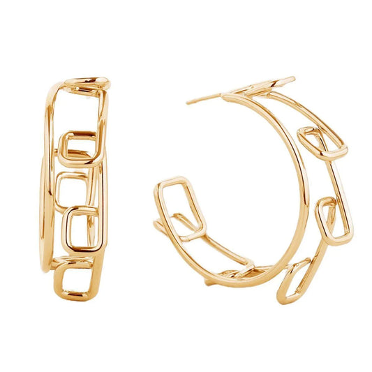 Fashion Jewelry: Upgrade Your Style with Stunning Gold Geo Wire Hoop Earrings Jewelry Bubble