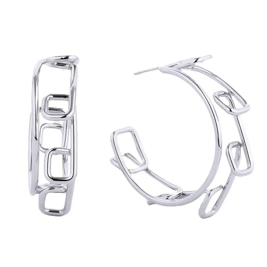 Fashion Jewelry: Upgrade Your Style with Stunning White Gold Geo Wire Hoop Earrings Jewelry Bubble