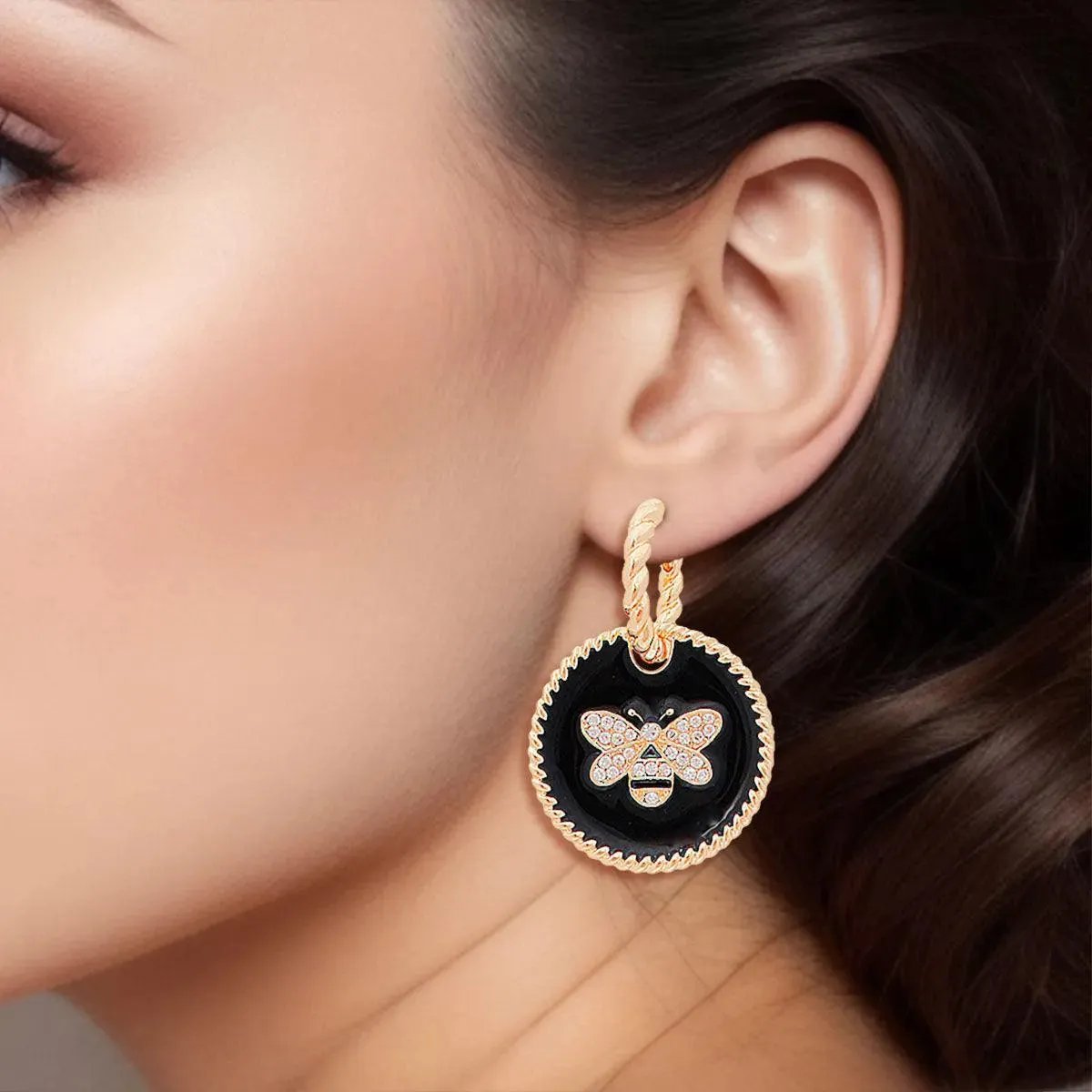 Fashion Jewelry: Whimsical Black & Gold Bee Earrings for Unique Fashionistas