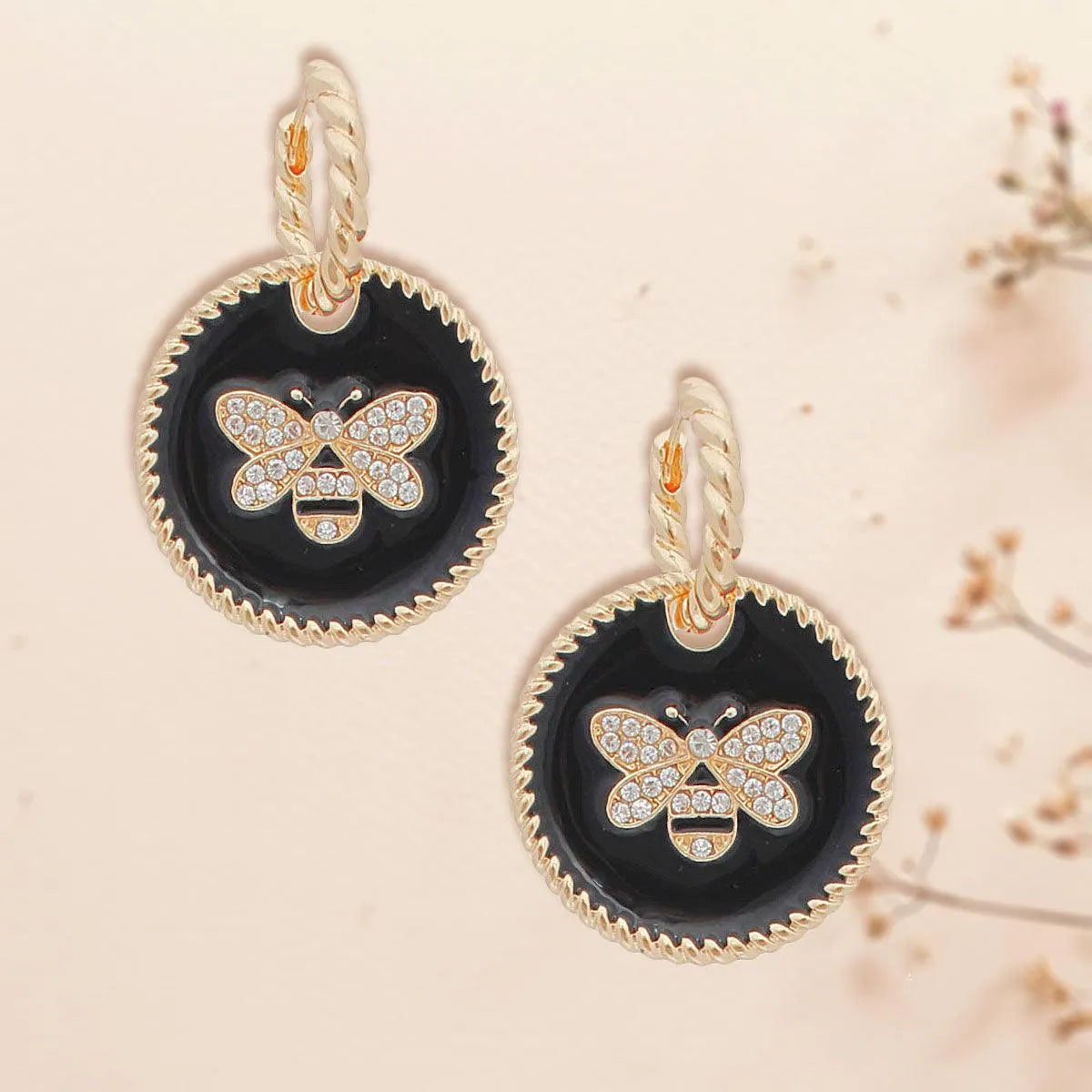 Fashion Jewelry: Whimsical Black & Gold Bee Earrings for Unique Fashionistas Pinktown