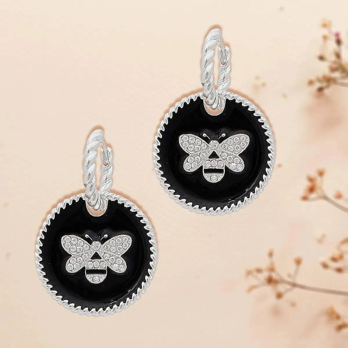 Fashion Jewelry: Whimsical Black & Silver Bee Earrings for Unique Fashionistas