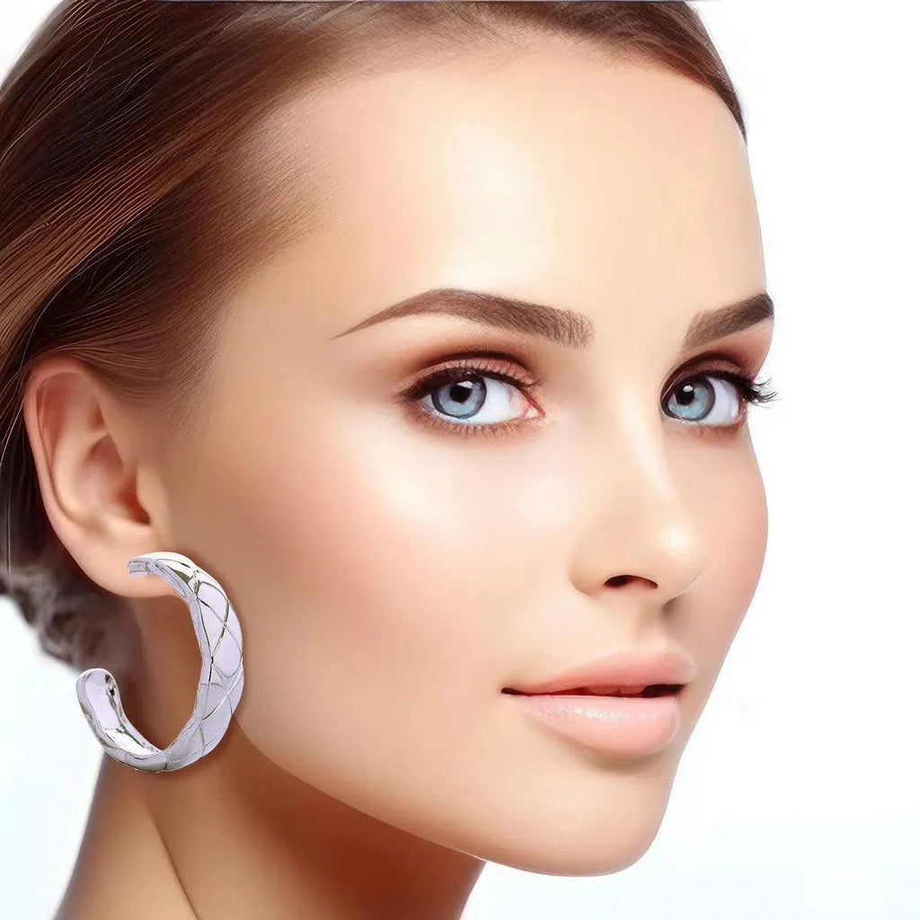 Fashion Jewelry: White Gold Open Hoop Earrings Faux Fabulous