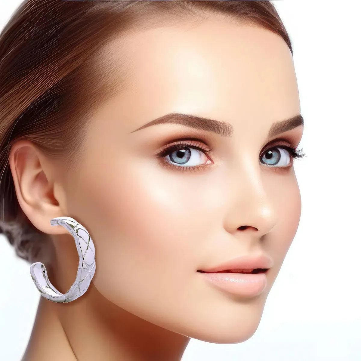 Fashion Jewelry: White Gold Open Hoop Earrings Faux Fabulous