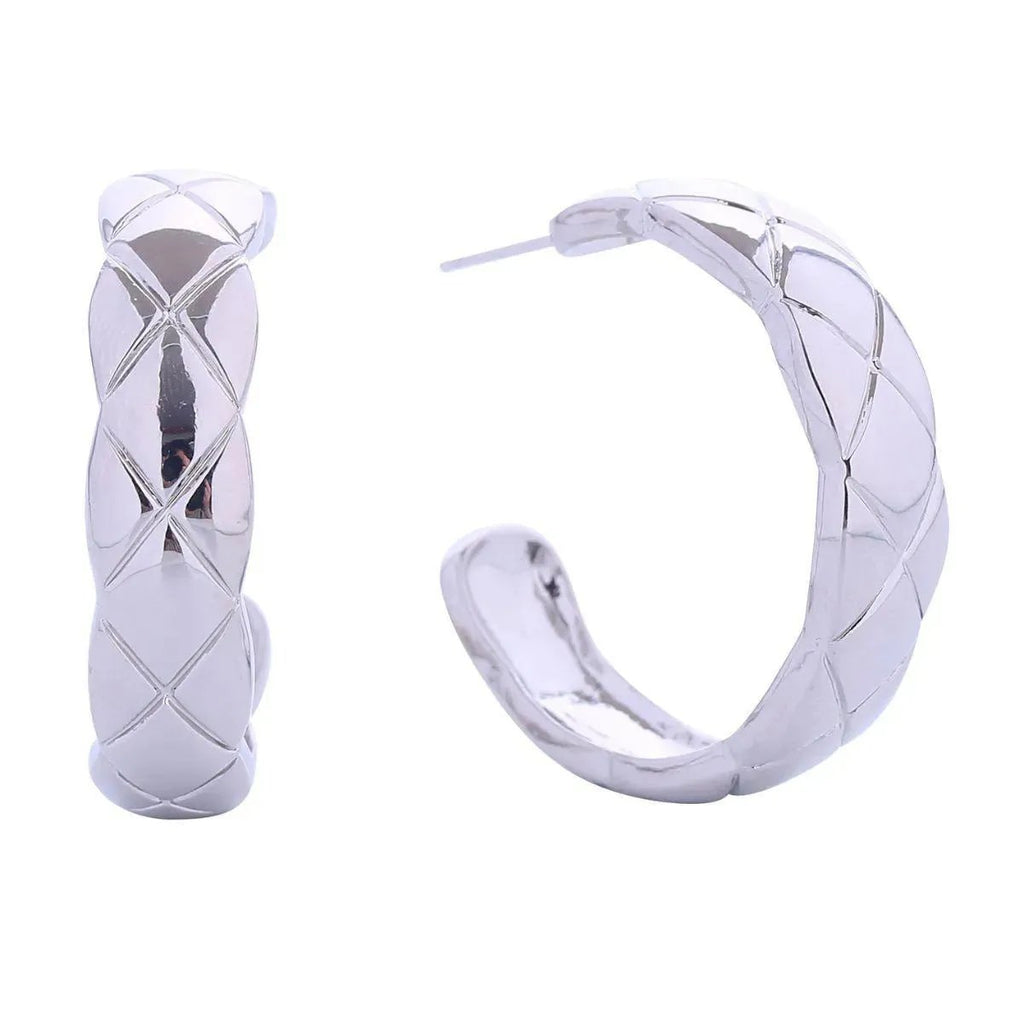 Fashion Jewelry: White Gold Open Hoop Earrings Faux Fabulous