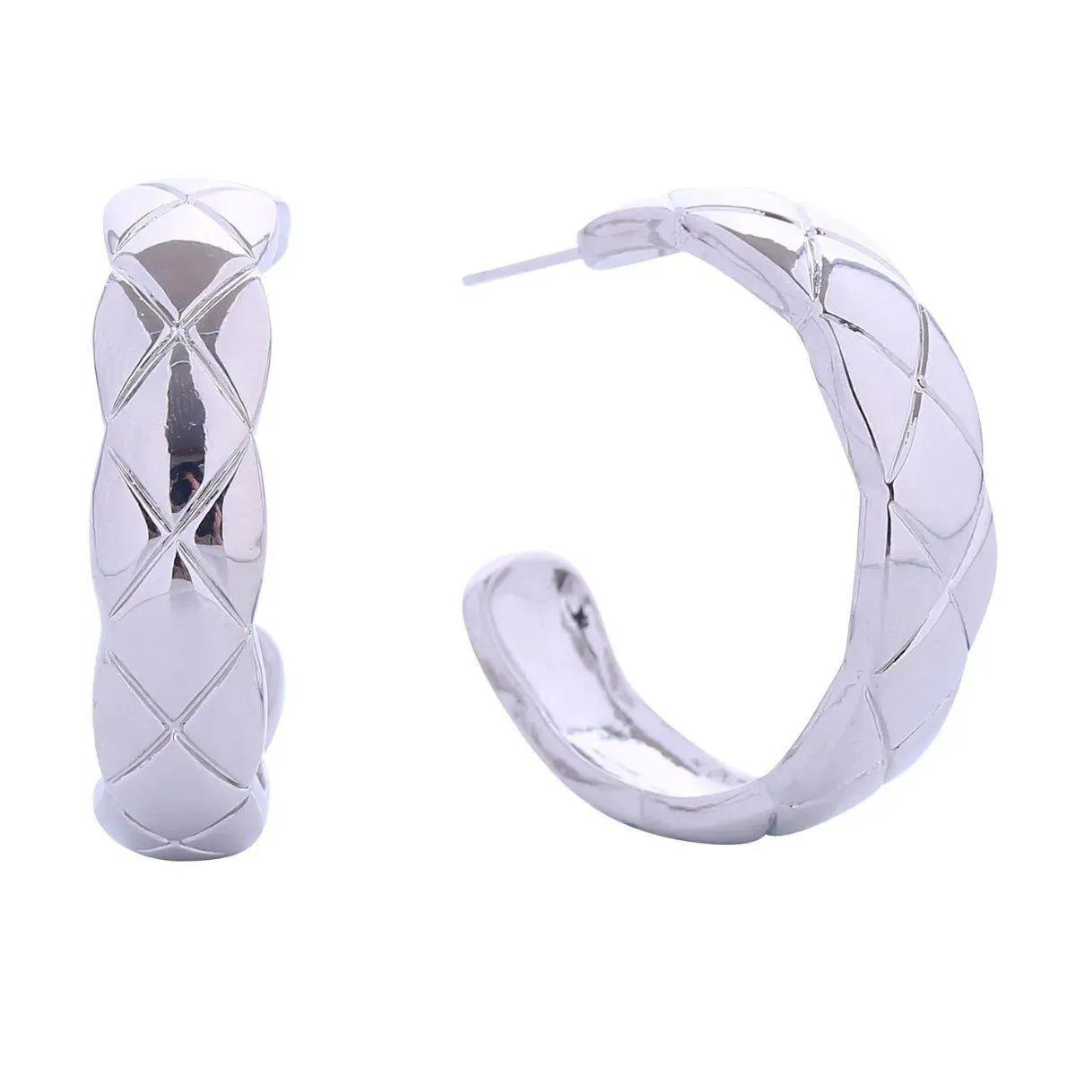 Fashion Jewelry: White Gold Open Hoop Earrings Faux Fabulous