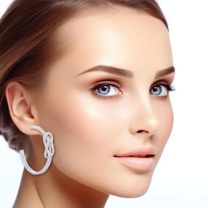 Fashion Jewelry: Women's White Gold Infinity Open Hoop Earrings: Your Style Groove Pinktown