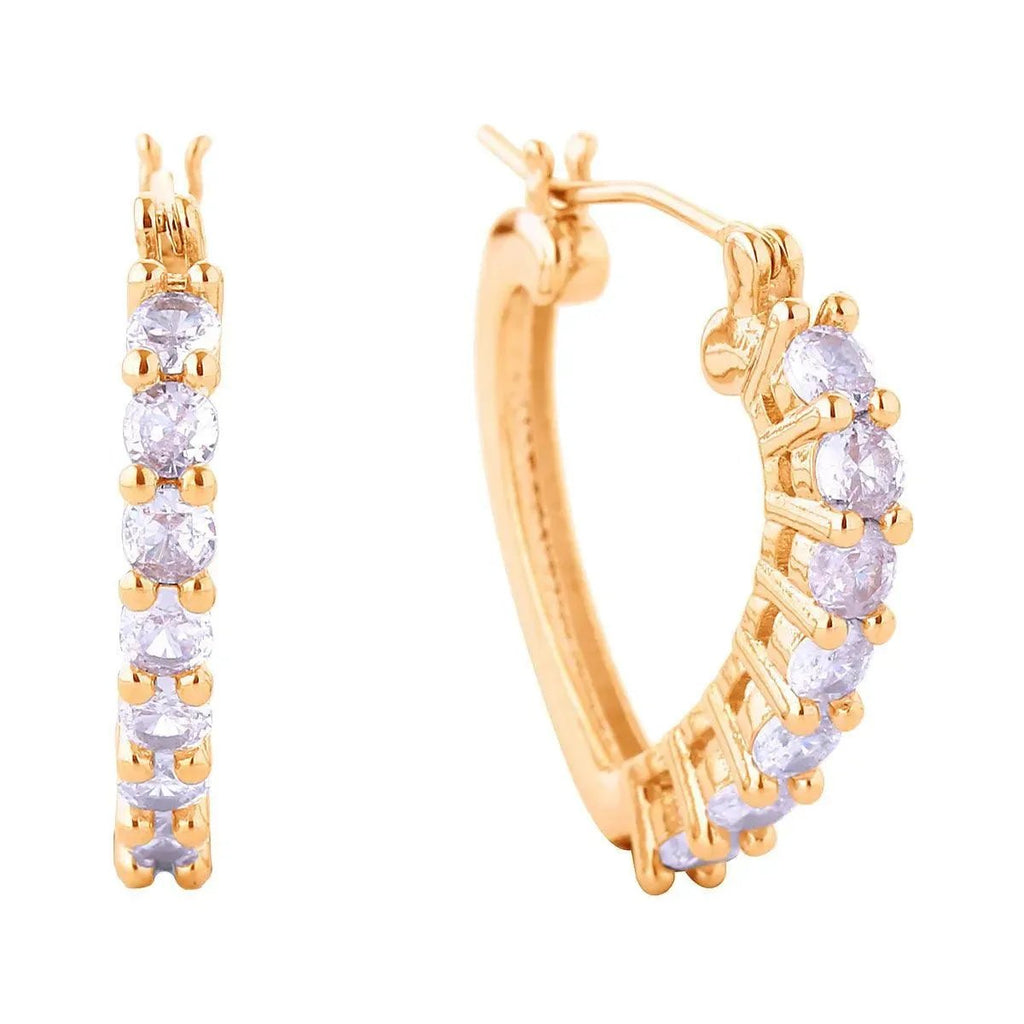 Fashion Jewelry to Dazzle in Style: Small CZ Heart Hoop Earrings in Gold for Women