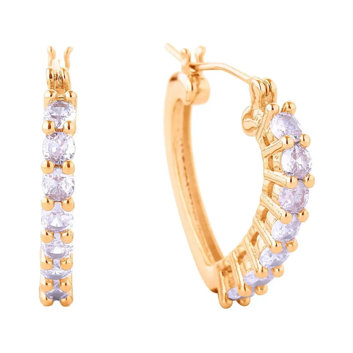 Fashion Jewelry to Dazzle in Style: Small CZ Heart Hoop Earrings in Gold for Women