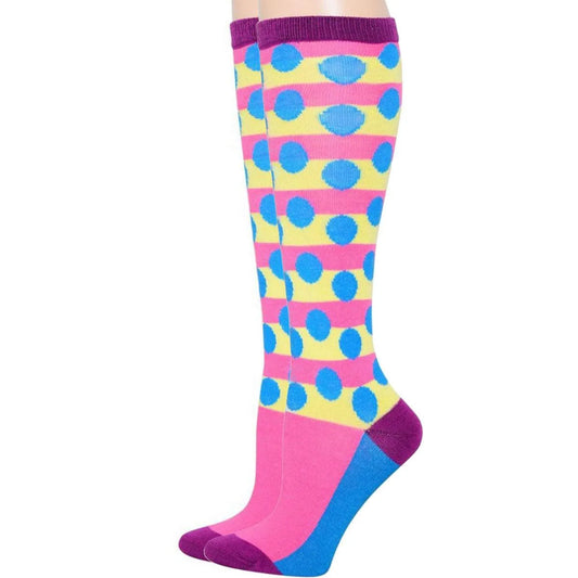 Fashionistas Choice: Funtastic Knee High Socks with Blue Polka Dots for Women Jewelry Bubble