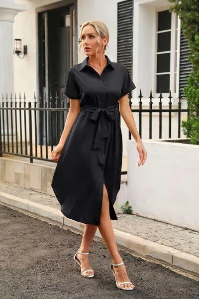 Feel Fabulous in a Tied Button Up Shirt Dress Jewelry Bubble