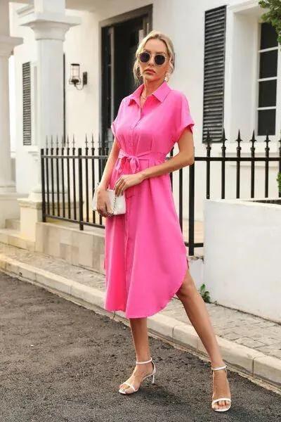 Feel Fabulous in a Tied Button Up Shirt Dress